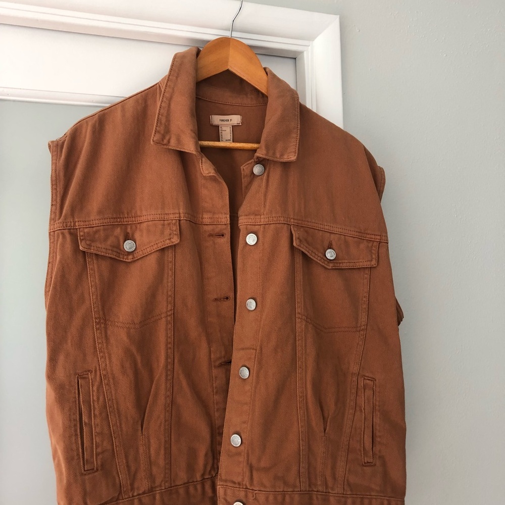 Forever 21 Rust Brown Denim Vest